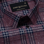 Venzia Maroon Check Linen Shirt - John Ellies