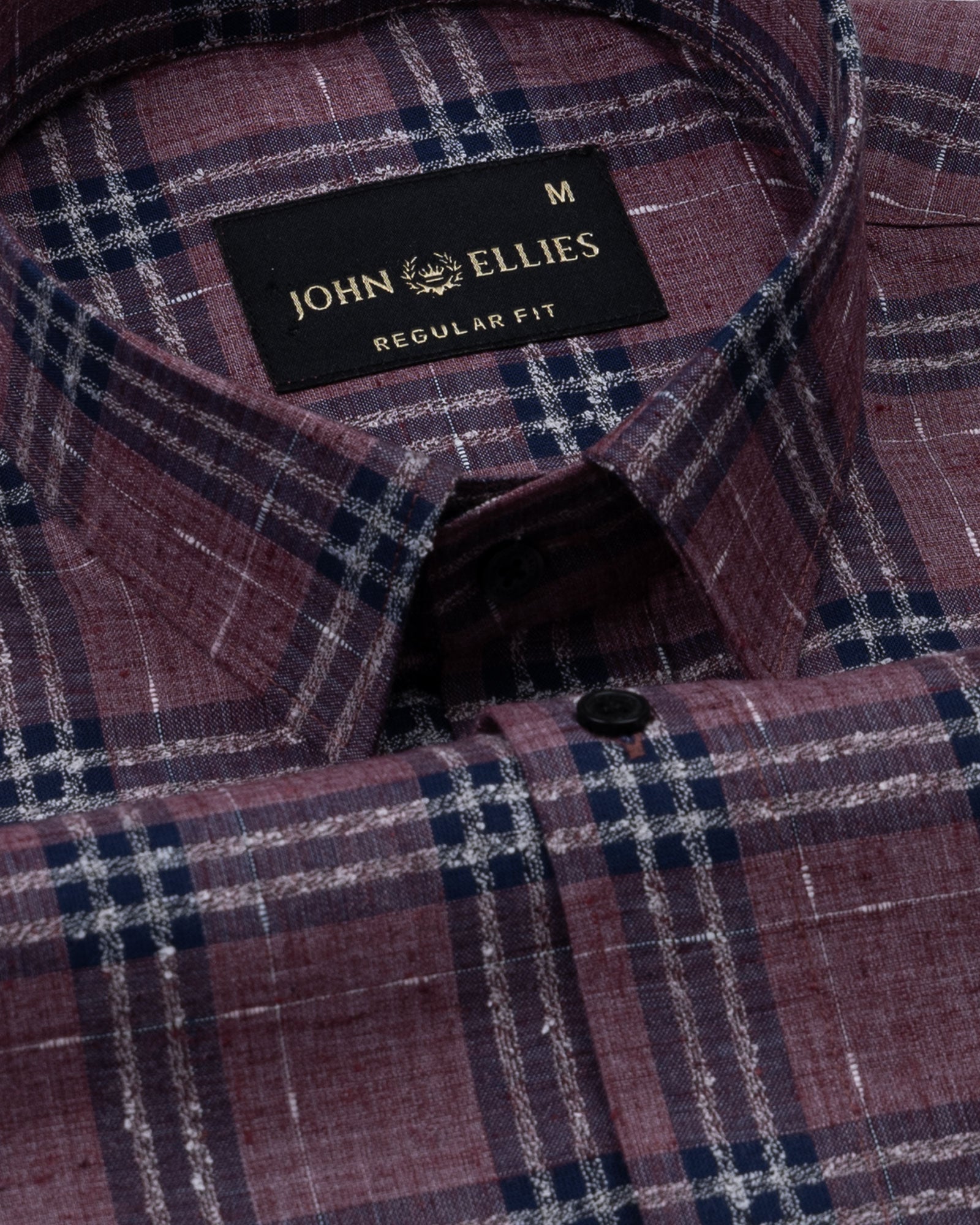 Venzia Maroon Check Linen Shirt - John Ellies