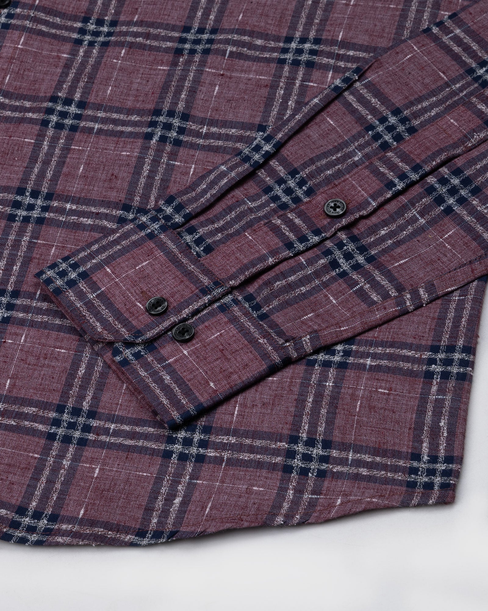 Venzia Maroon Check Linen Shirt - John Ellies
