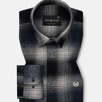 Venzia Black And Navy Check Heavy Cotton Shirt - John Ellies