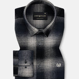 Venzia Black And Navy Check Heavy Cotton Shirt - John Ellies