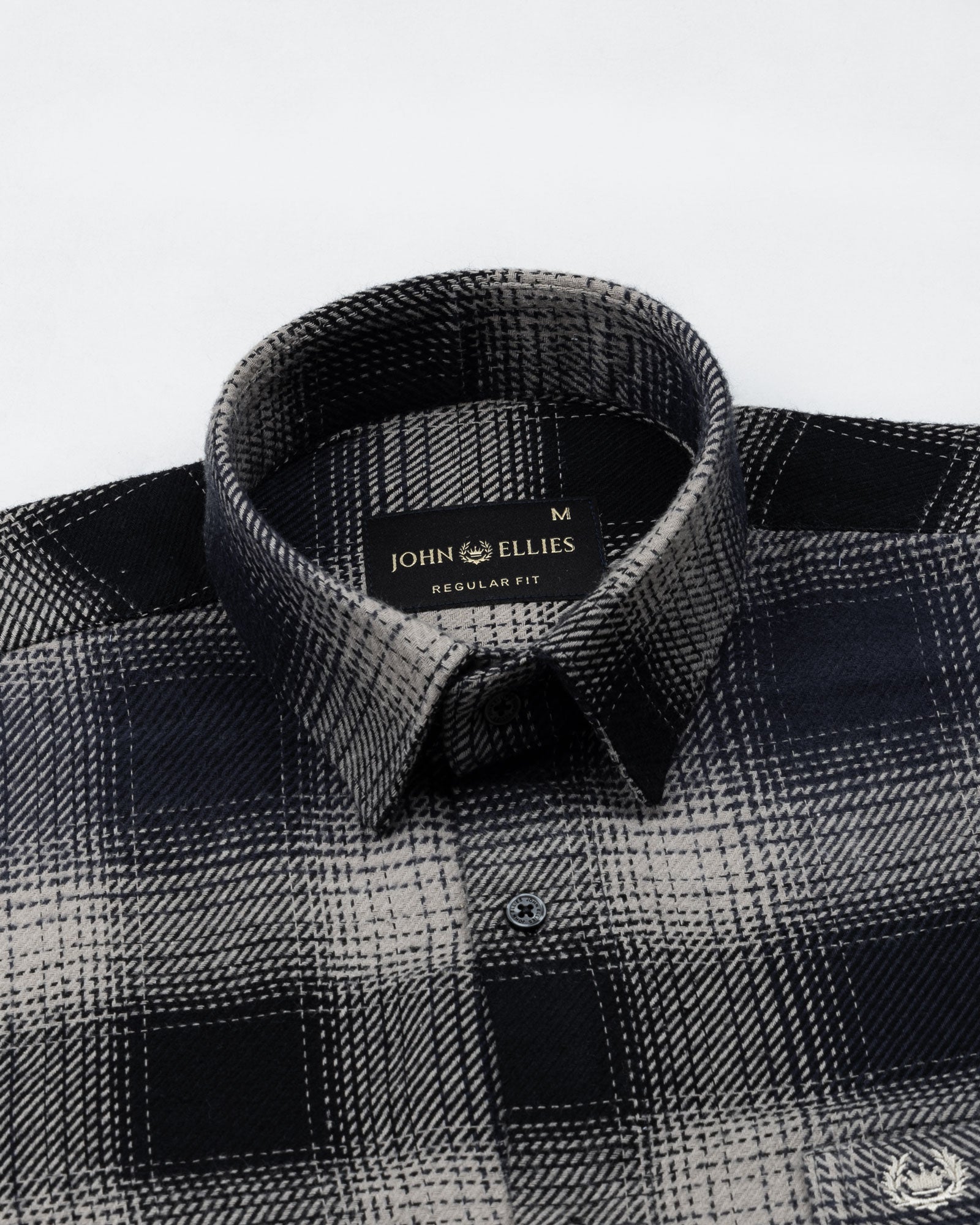 Venzia Black And Navy Check Heavy Cotton Shirt - John Ellies