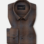 Venzia Brown Check Heavy Cotton Shirt - John Ellies