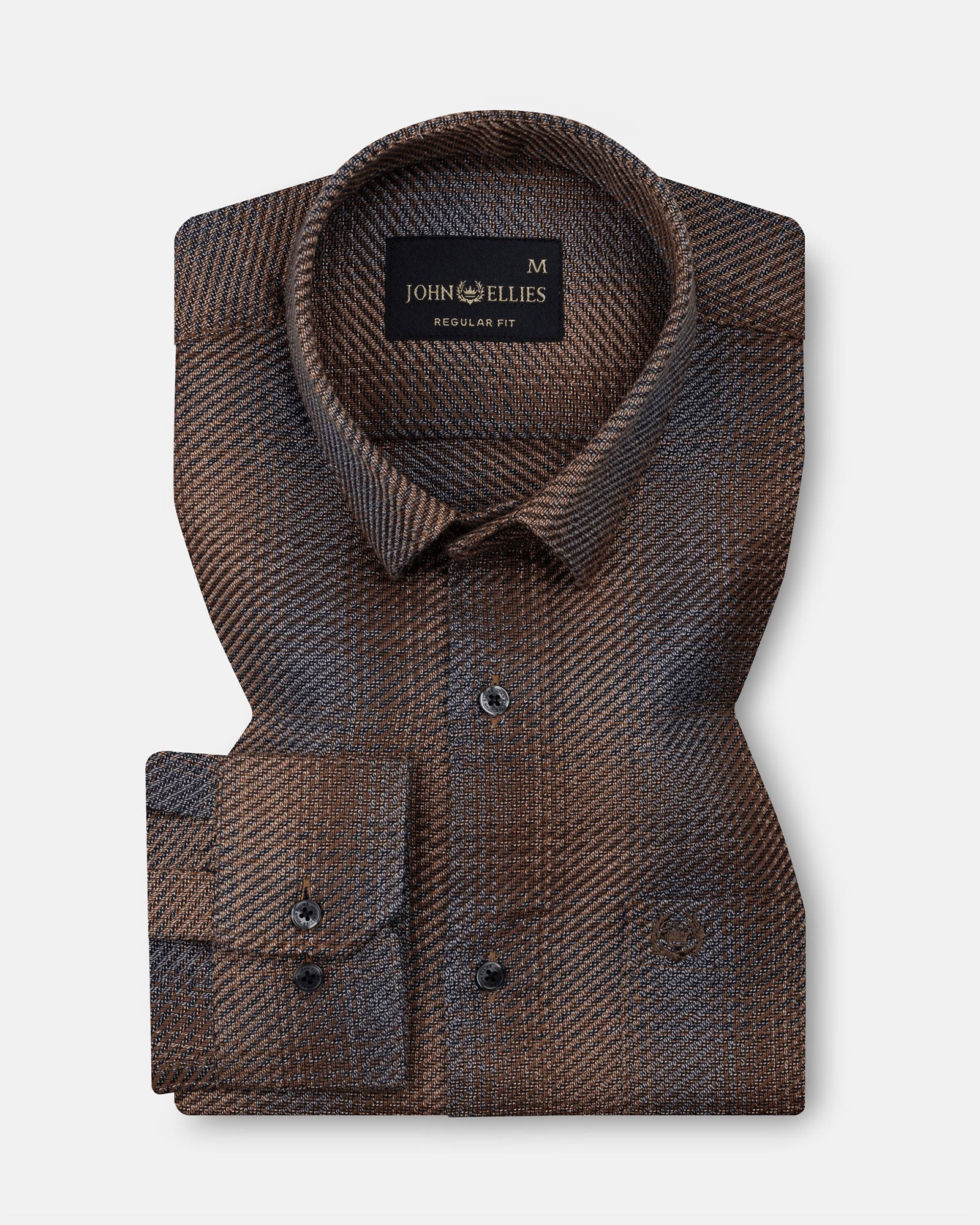 Venzia Brown Check Heavy Cotton Shirt - John Ellies