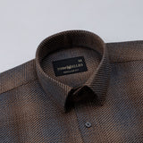 Venzia Brown Check Heavy Cotton Shirt - John Ellies