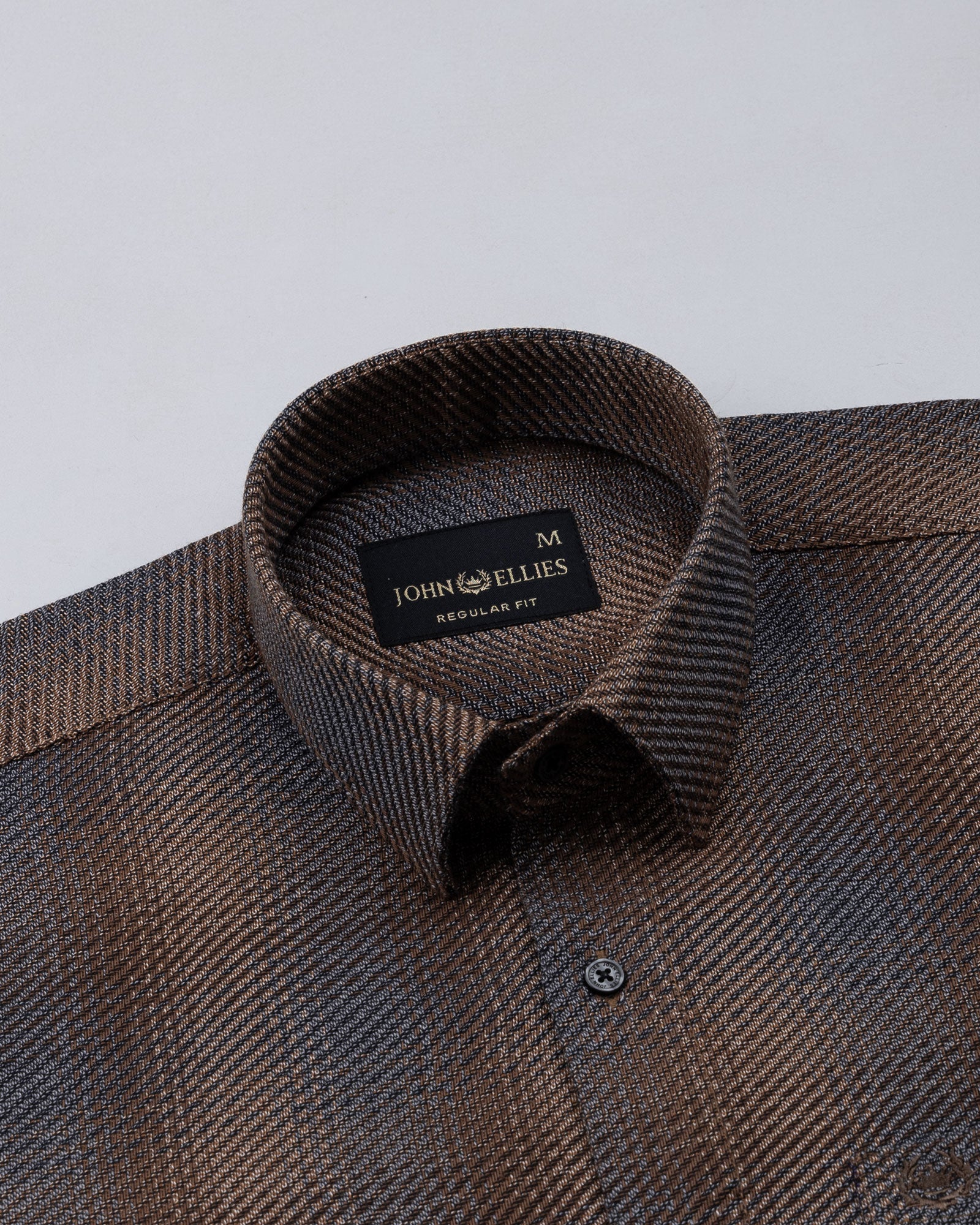 Venzia Brown Check Heavy Cotton Shirt - John Ellies