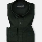 Ainsley Dark Green Plain Button Down Cotton Shirt - John Ellies