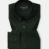 Ainsley Dark Green Plain Button Down Cotton Shirt - John Ellies