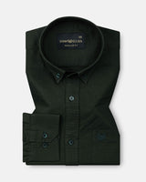 Ainsley Dark Green Plain Button Down Cotton Shirt