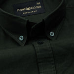 Ainsley Dark Green Plain Button Down Cotton Shirt - John Ellies
