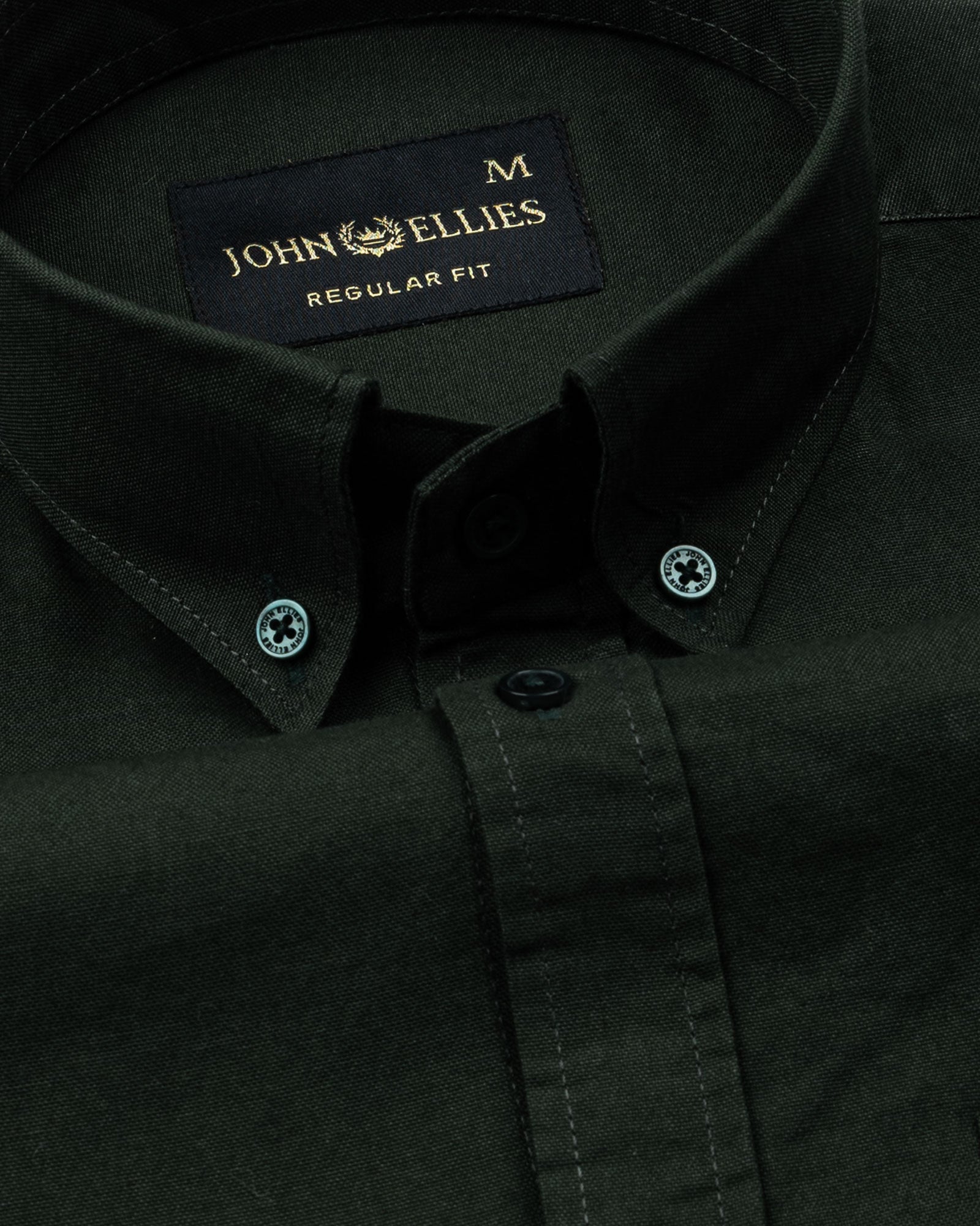 Ainsley Dark Green Plain Button Down Cotton Shirt - John Ellies