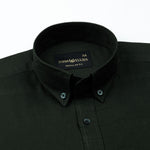 Ainsley Dark Green Plain Button Down Cotton Shirt - John Ellies