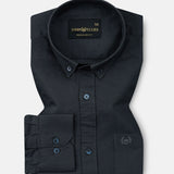 Ainsley Charcoal Grey Plain Button Down Cotton Shirt - John Ellies