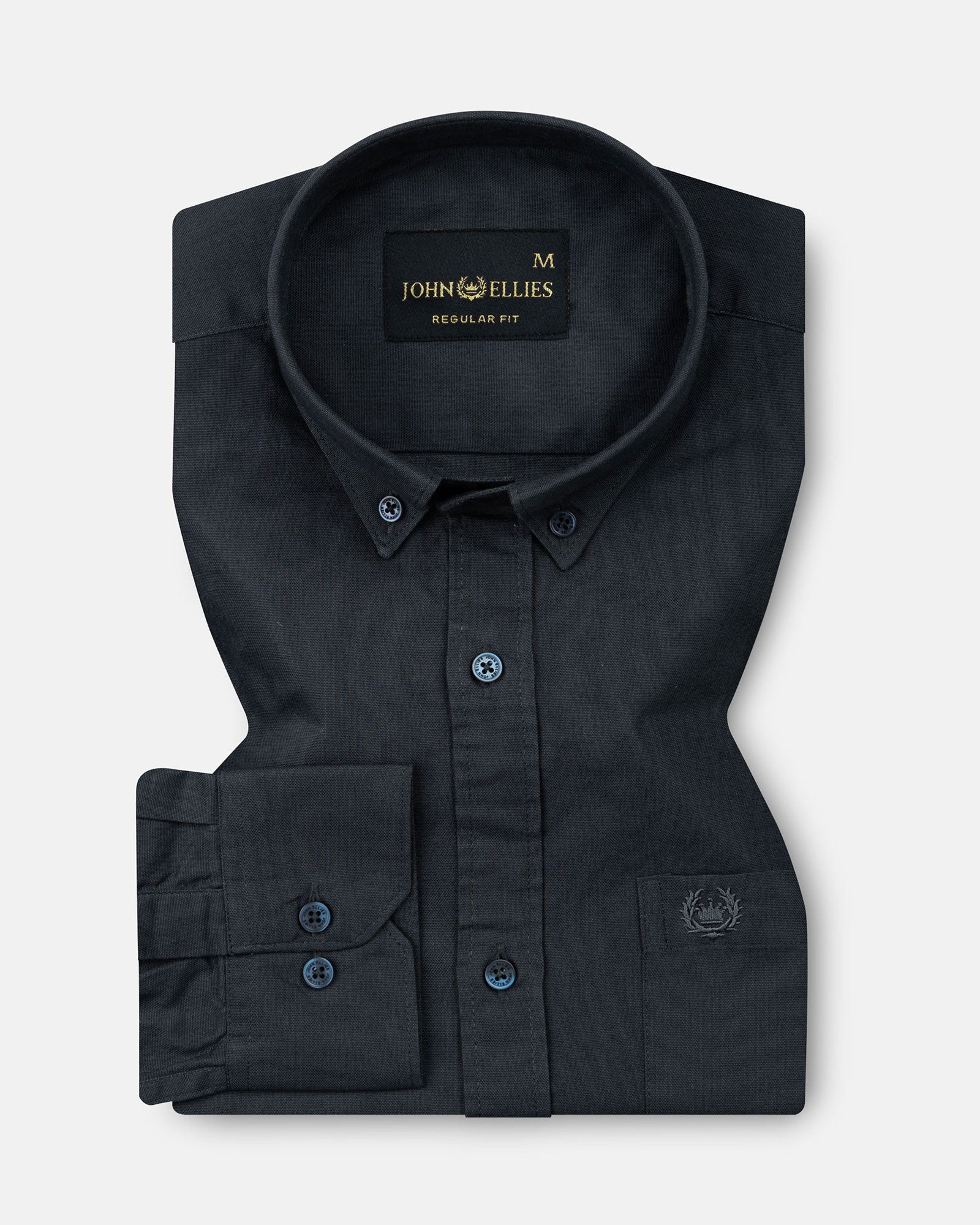 Ainsley Charcoal Grey Plain Button Down Cotton Shirt - John Ellies