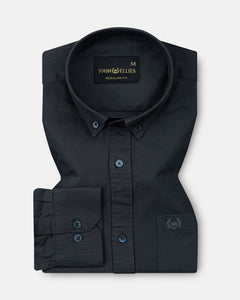 Ainsley Charcoal Grey Plain Button Down Cotton Shirt - John Ellies