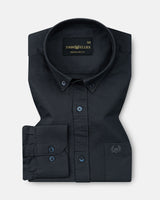 Ainsley Charcoal Grey Plain Button Down Cotton Shirt