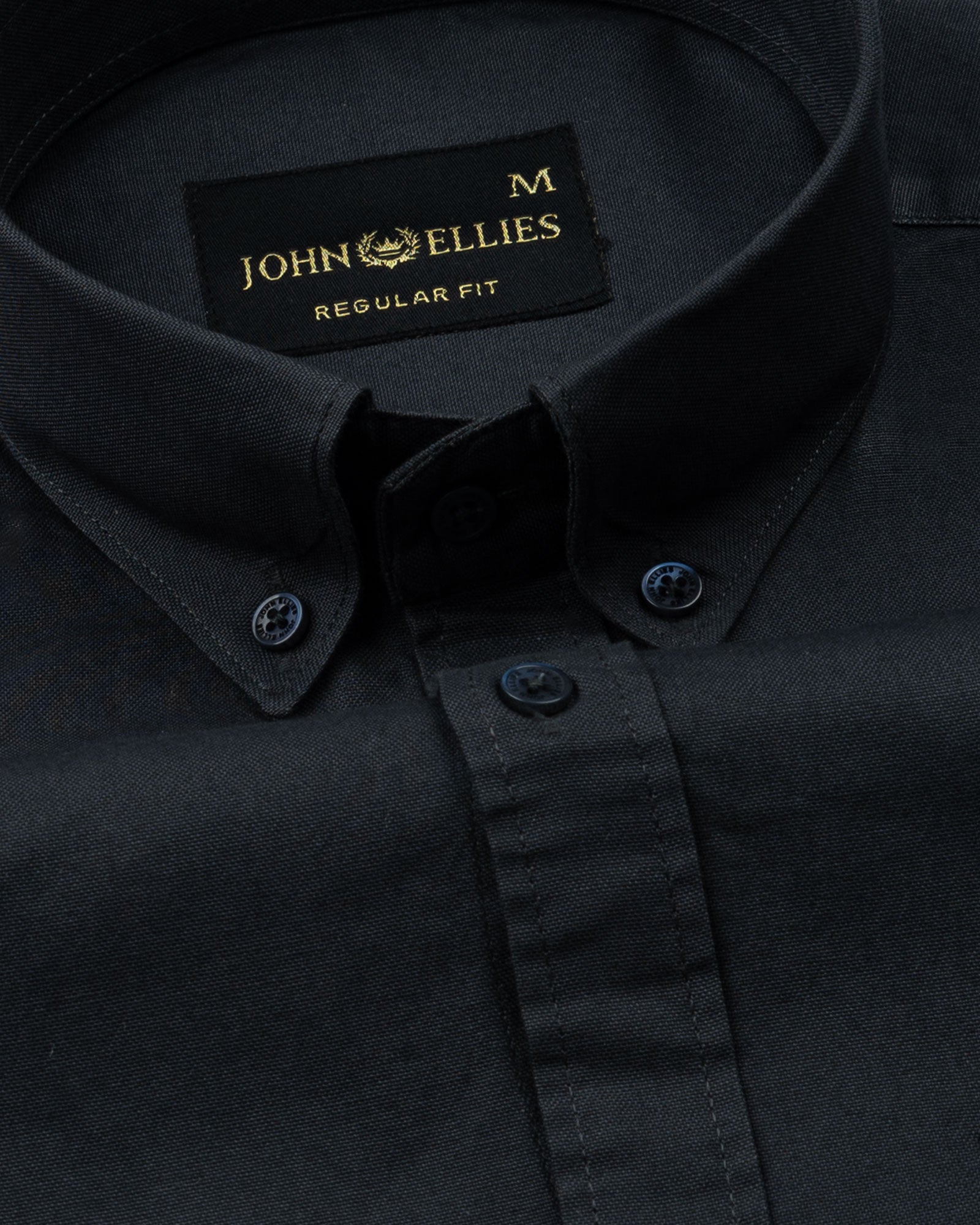 Ainsley Charcoal Grey Plain Button Down Cotton Shirt - John Ellies