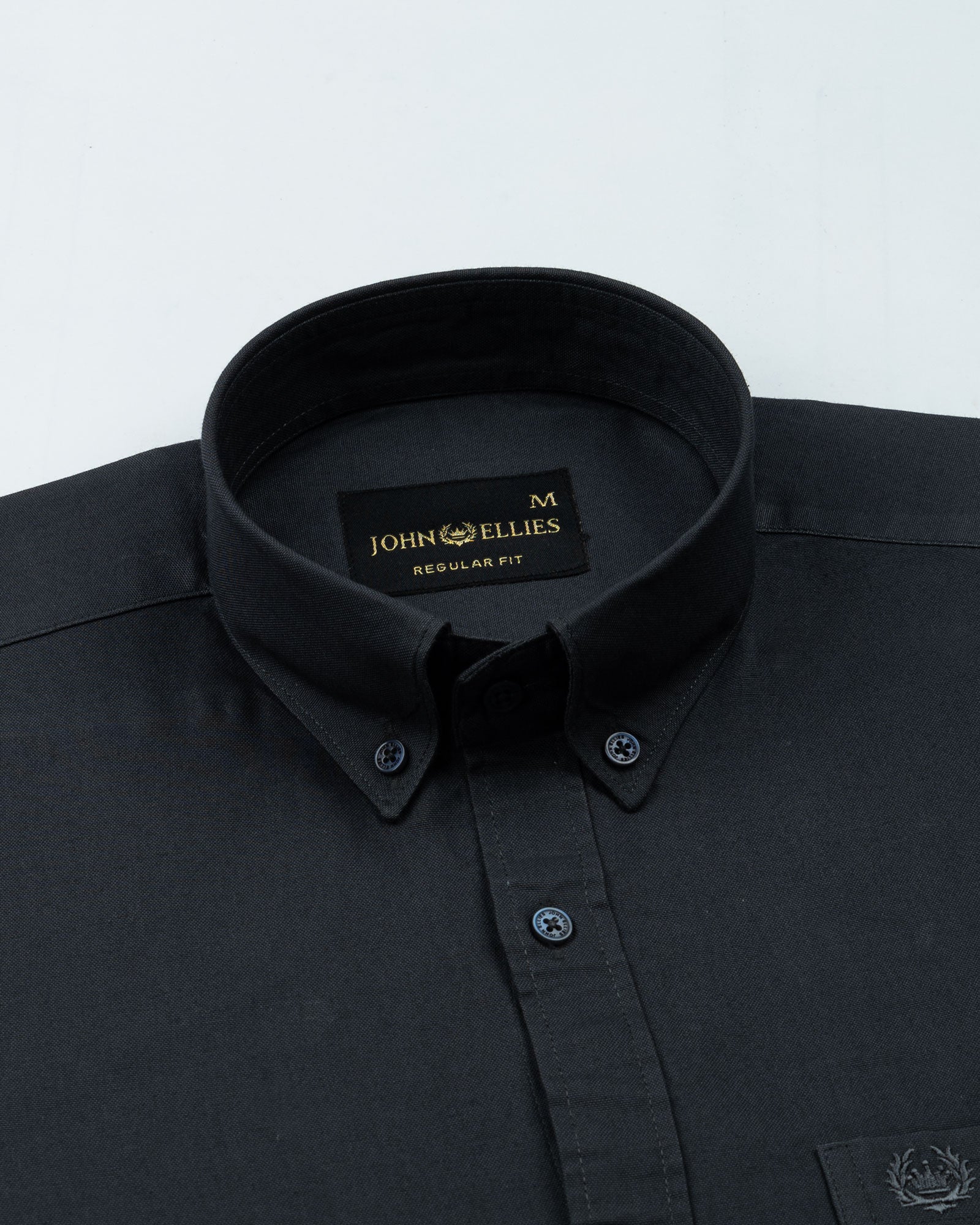 Ainsley Charcoal Grey Plain Button Down Cotton Shirt - John Ellies