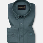 Ainsley Slate Teal Plain Button Down Cotton Shirt - John Ellies
