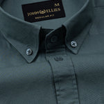 Ainsley Slate Teal Plain Button Down Cotton Shirt - John Ellies