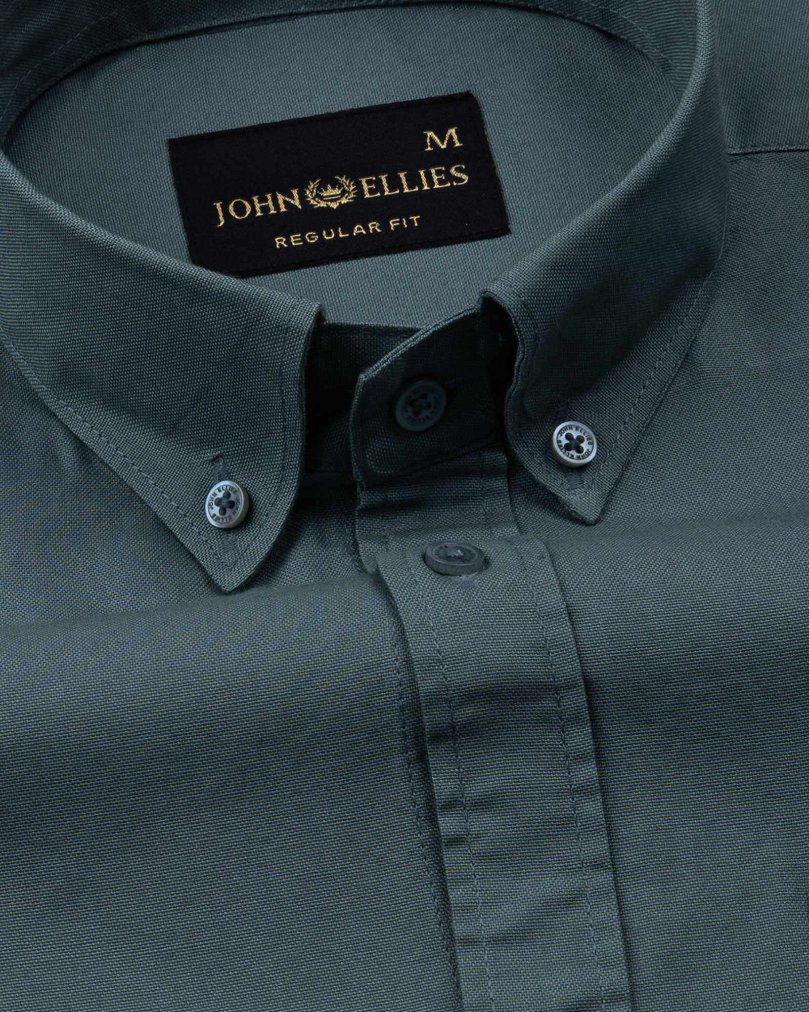 Ainsley Slate Teal Plain Button Down Cotton Shirt - John Ellies