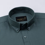 Ainsley Slate Teal Plain Button Down Cotton Shirt - John Ellies