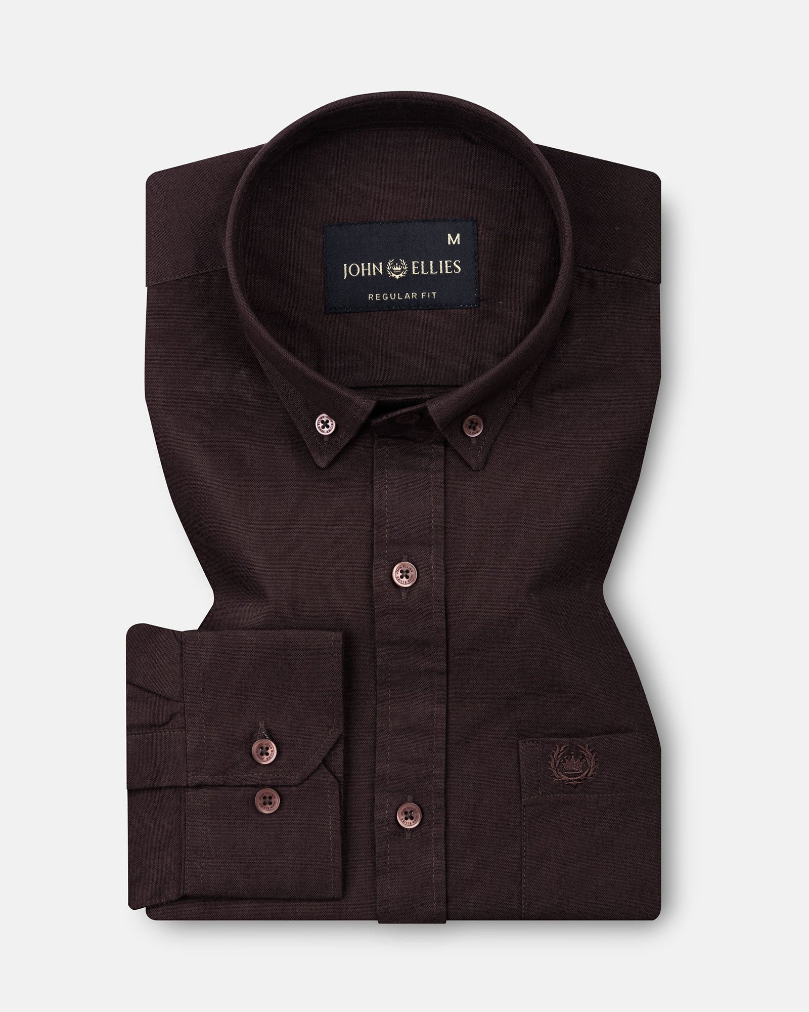 Ainsley Brown Plain Button Down Cotton Shirt - John Ellies