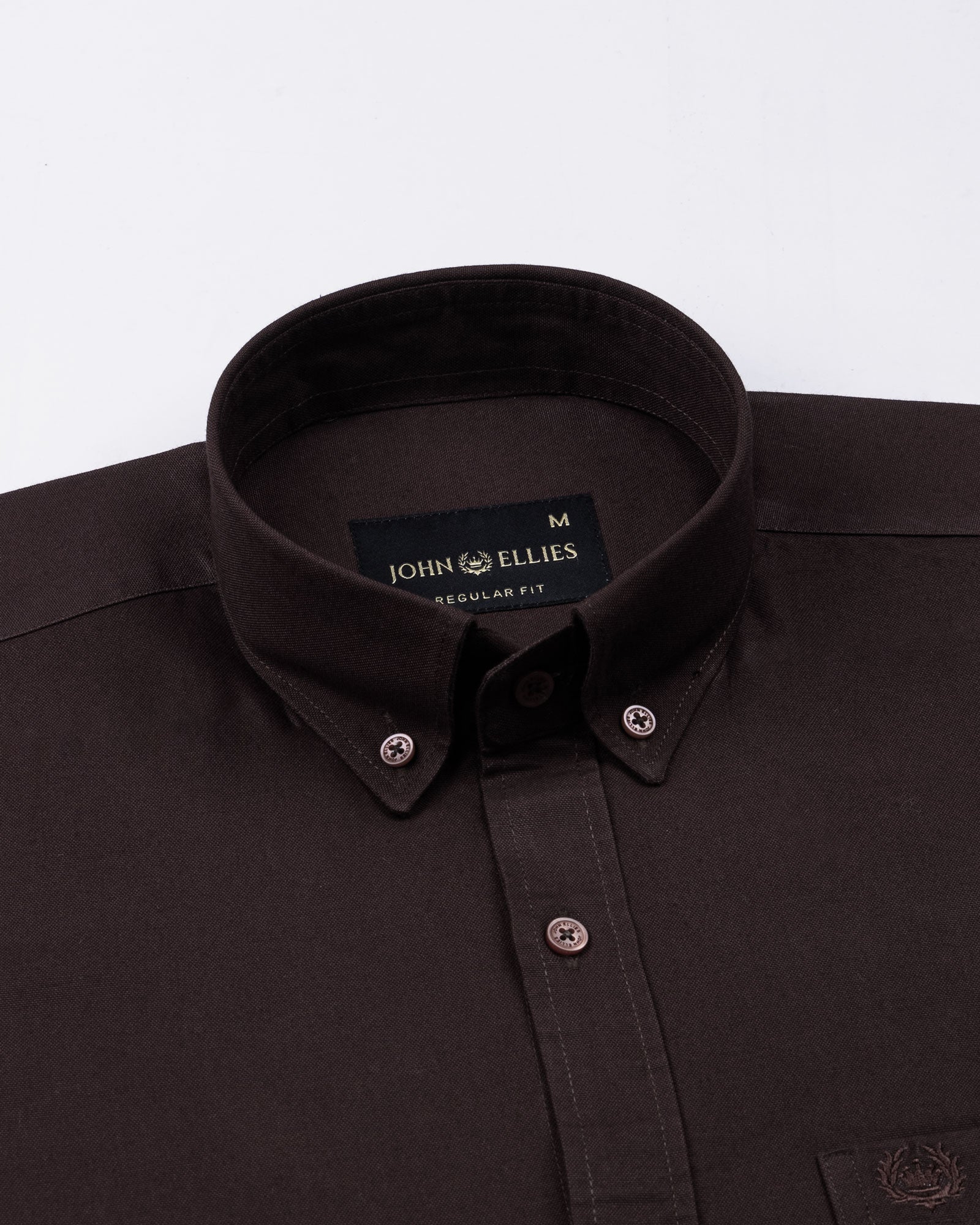 Ainsley Brown Plain Button Down Cotton Shirt - John Ellies