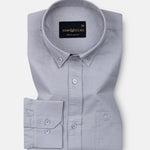 Ainsley Silver Plain Button Down Cotton Shirt - John Ellies