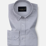 Ainsley Silver Plain Button Down Cotton Shirt - John Ellies