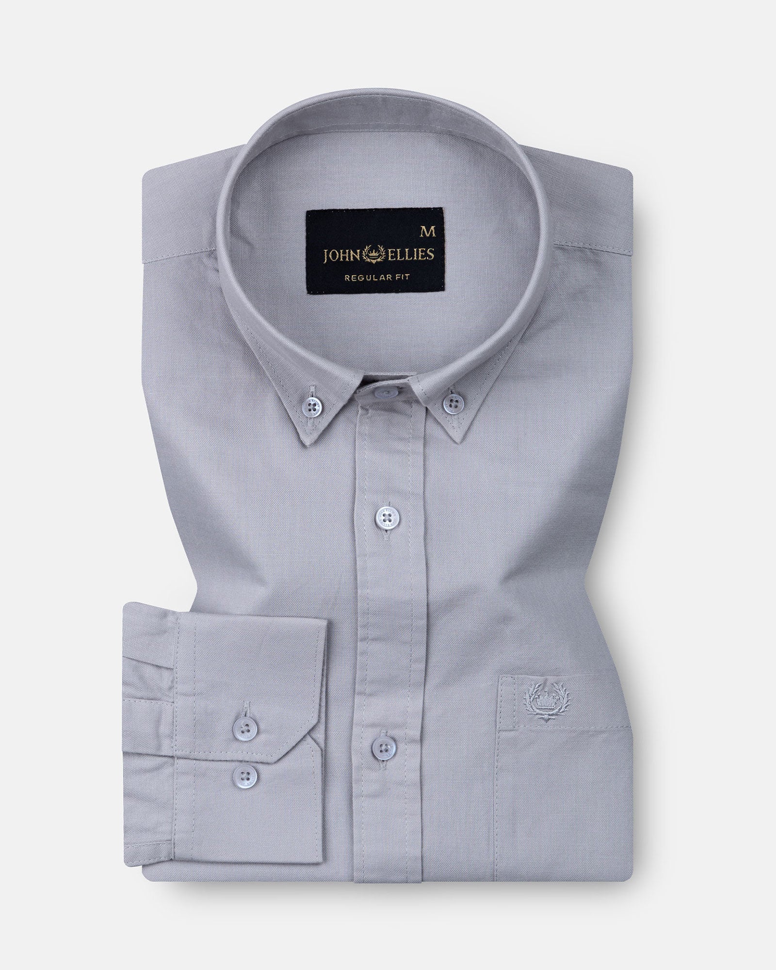 Ainsley Silver Plain Button Down Cotton Shirt - John Ellies