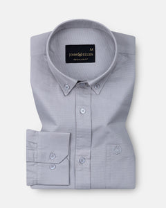 Ainsley Silver Plain Button Down Cotton Shirt - John Ellies