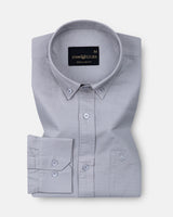 Ainsley Silver Plain Button Down Cotton Shirt