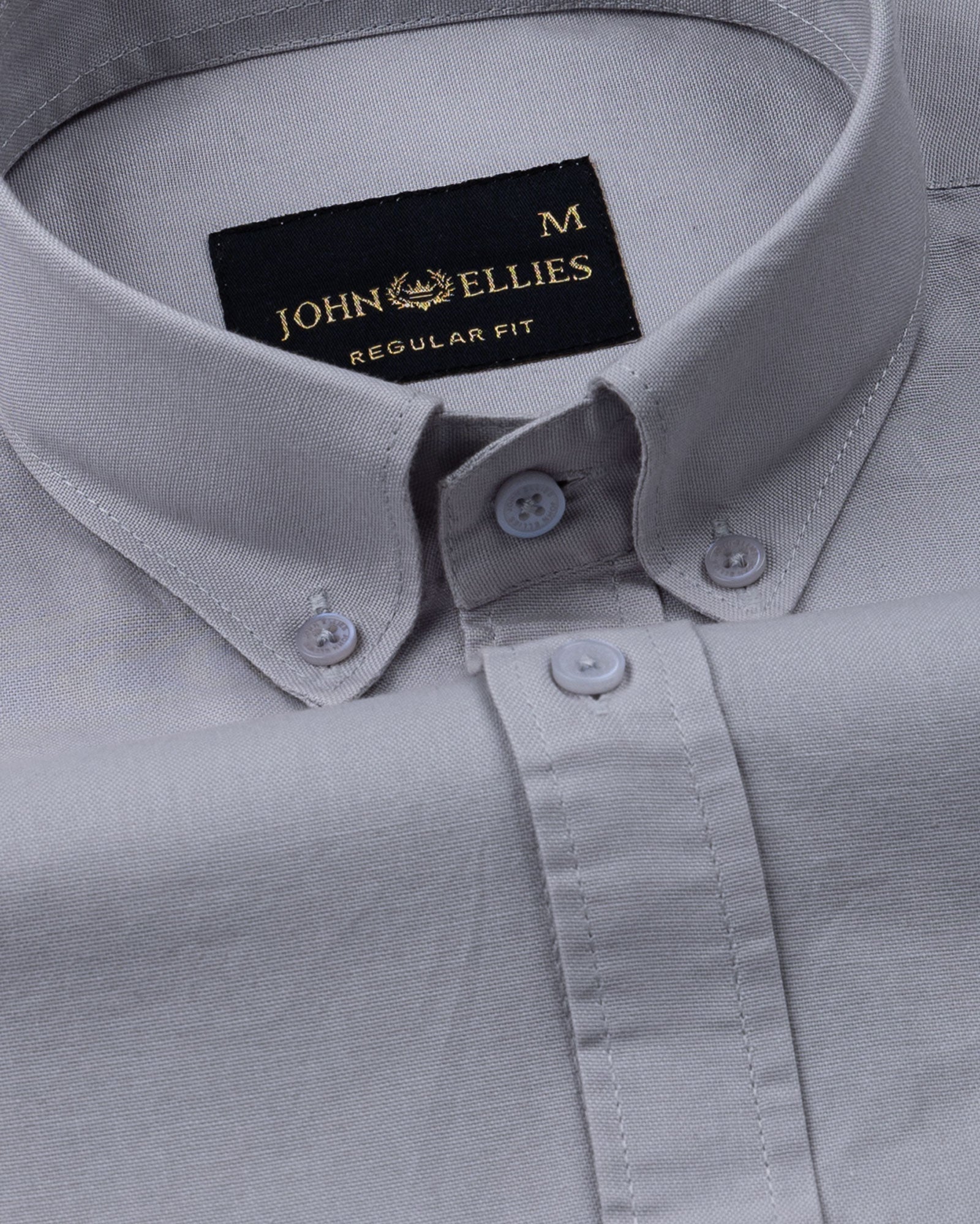 Ainsley Silver Plain Button Down Cotton Shirt - John Ellies
