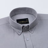 Ainsley Silver Plain Button Down Cotton Shirt - John Ellies