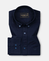 Ainsley Navy Blue Plain Button Down Cotton Shirt