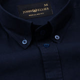 Ainsley Navy Blue Plain Button Down Cotton Shirt - John Ellies