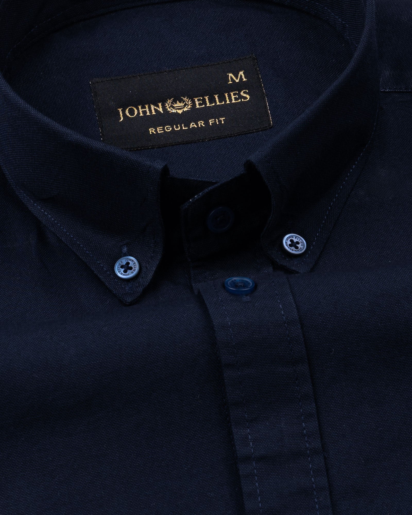 Ainsley Navy Blue Plain Button Down Cotton Shirt - John Ellies