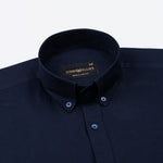 Ainsley Navy Blue Plain Button Down Cotton Shirt - John Ellies