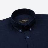 Ainsley Navy Blue Plain Button Down Cotton Shirt - John Ellies