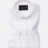 Ainsley White Plain Button Down Cotton Shirt - John Ellies