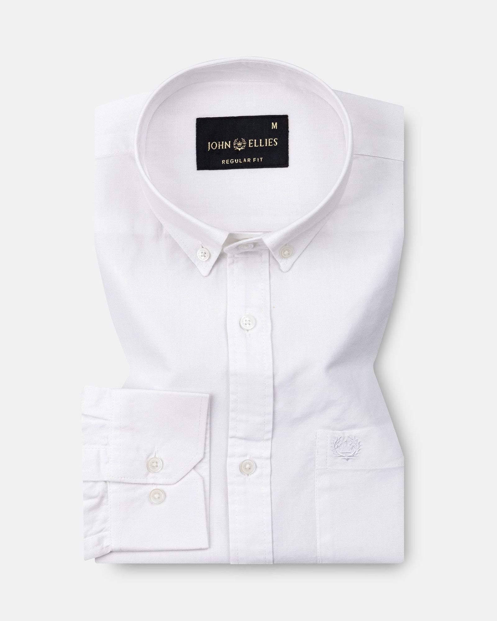 Ainsley White Plain Button Down Cotton Shirt - John Ellies