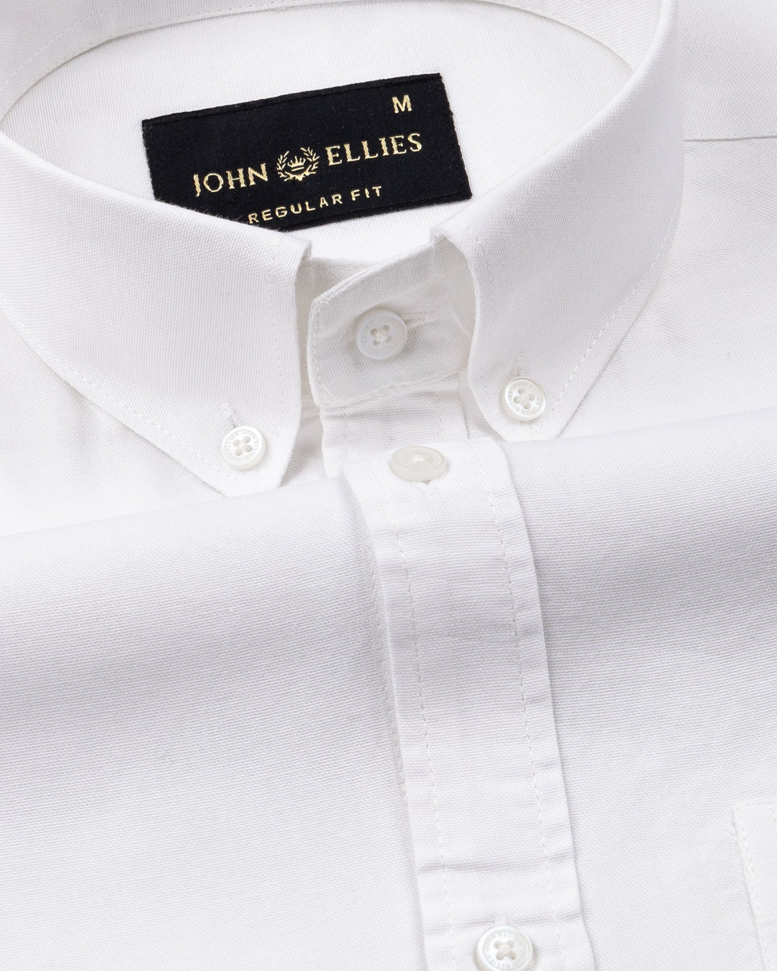 Ainsley White Plain Button Down Cotton Shirt - John Ellies