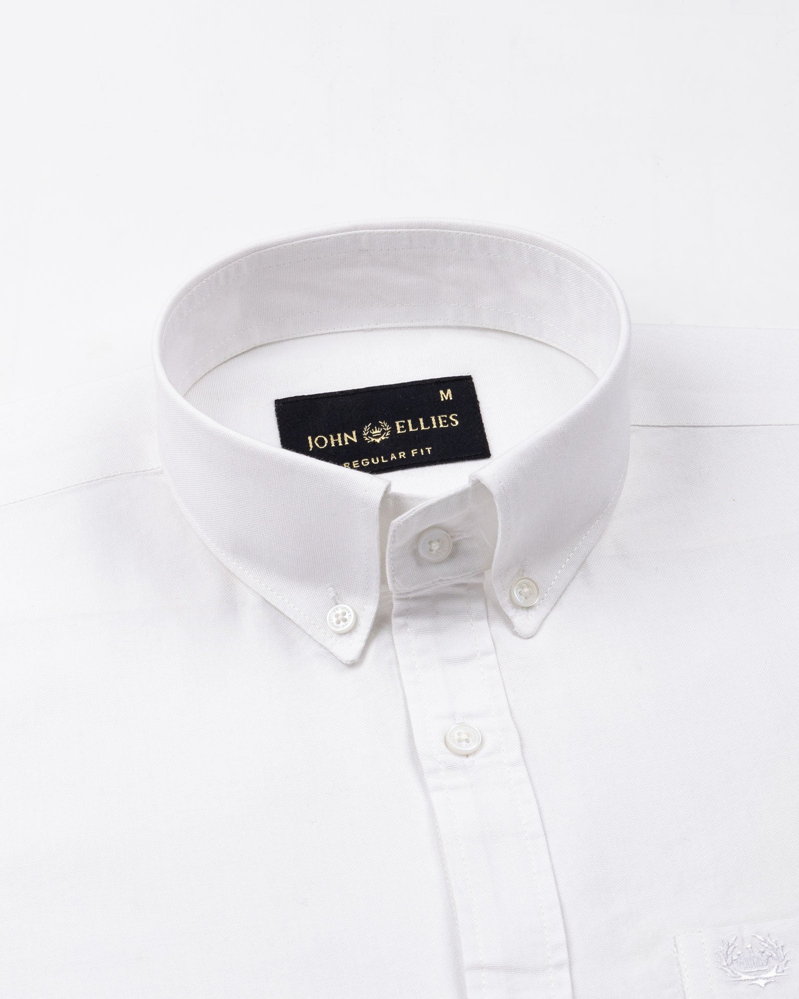 Ainsley White Plain Button Down Cotton Shirt - John Ellies