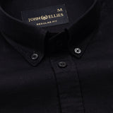 Ainsley Black Plain Button Down Cotton Shirt - John Ellies