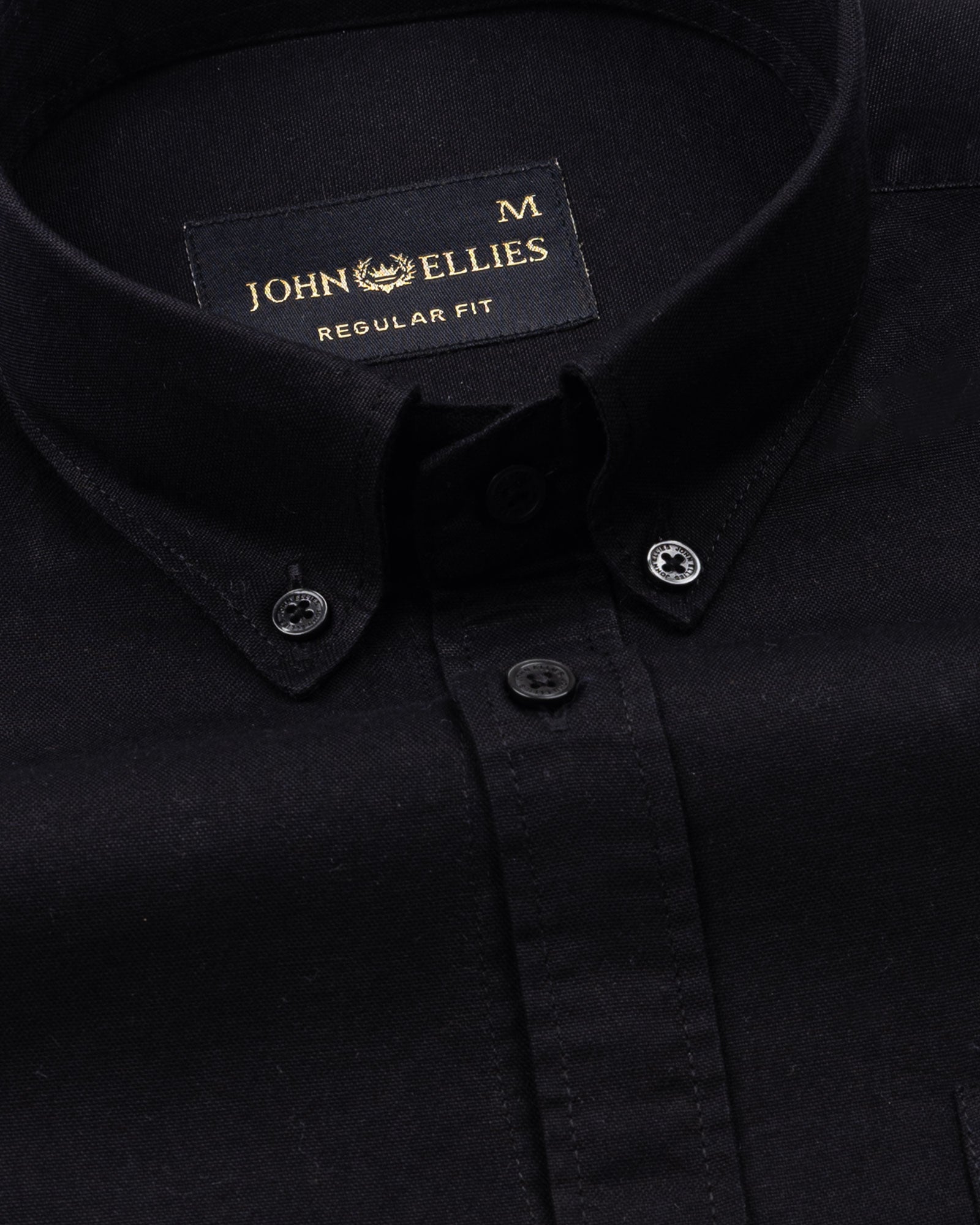 Ainsley Black Plain Button Down Cotton Shirt - John Ellies