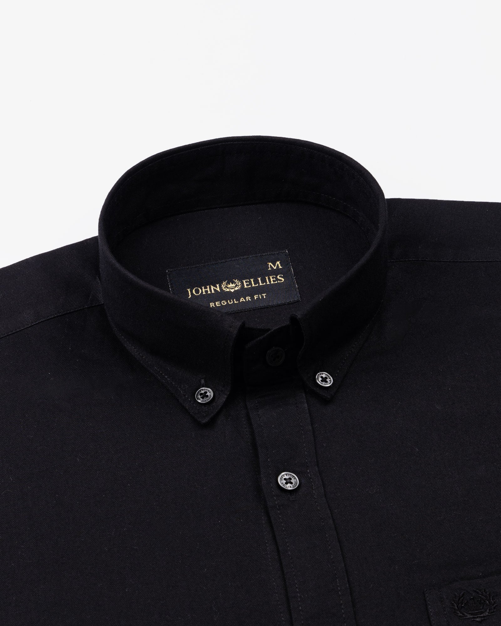 Ainsley Black Plain Button Down Cotton Shirt - John Ellies
