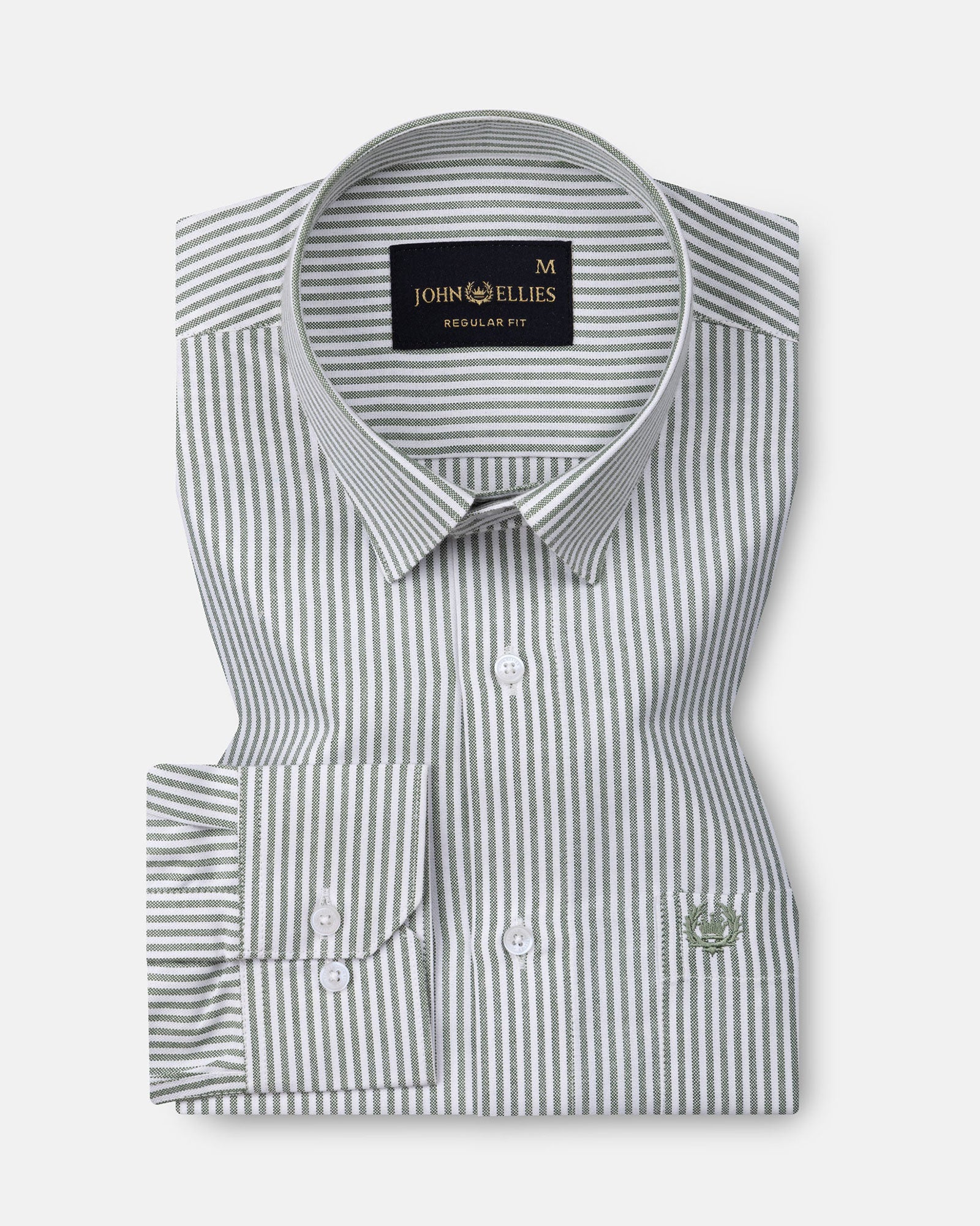 Wexford Green Stripes Oxford Cotton Shirt - John Ellies