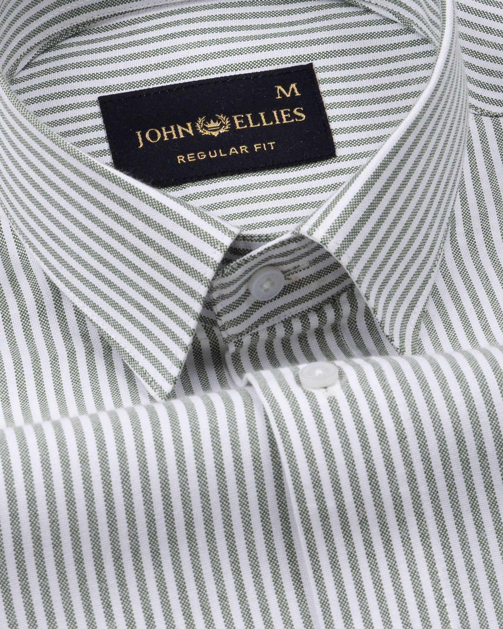 Wexford Green Stripes Oxford Cotton Shirt - John Ellies