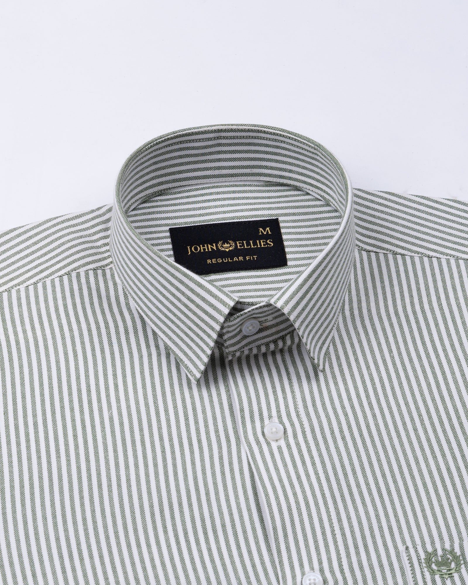 Wexford Green Stripes Oxford Cotton Shirt - John Ellies